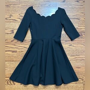 Lulu's Black Scalloped Fit-and-Flare Mini Dress